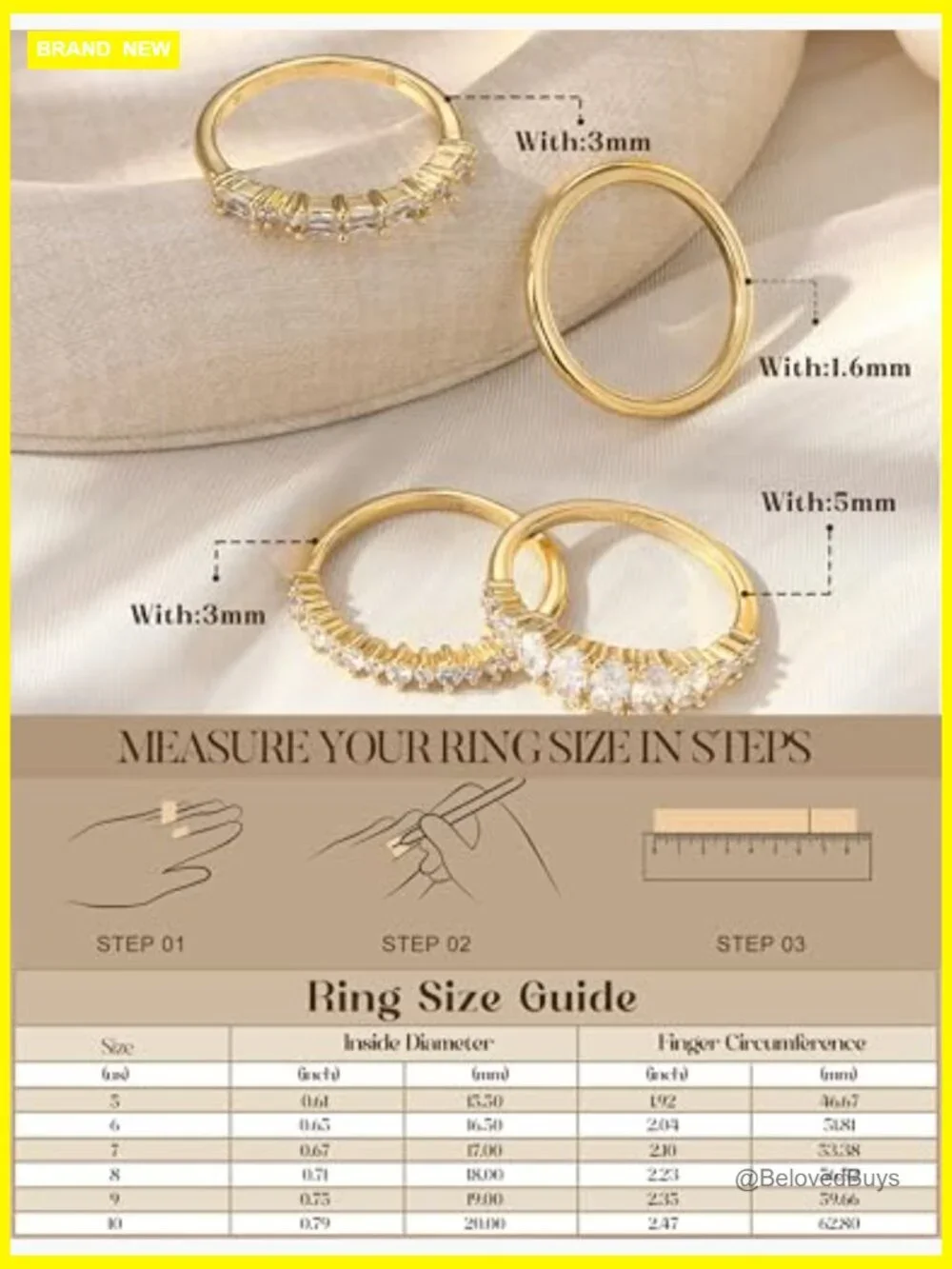 Stackable Rings Set for Women 14K Gold Plated Wedding Band Cubic Zirconia Ring